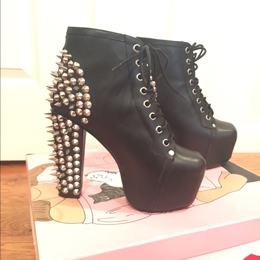 Jeffrey Campbell Black Studded Platform Boots